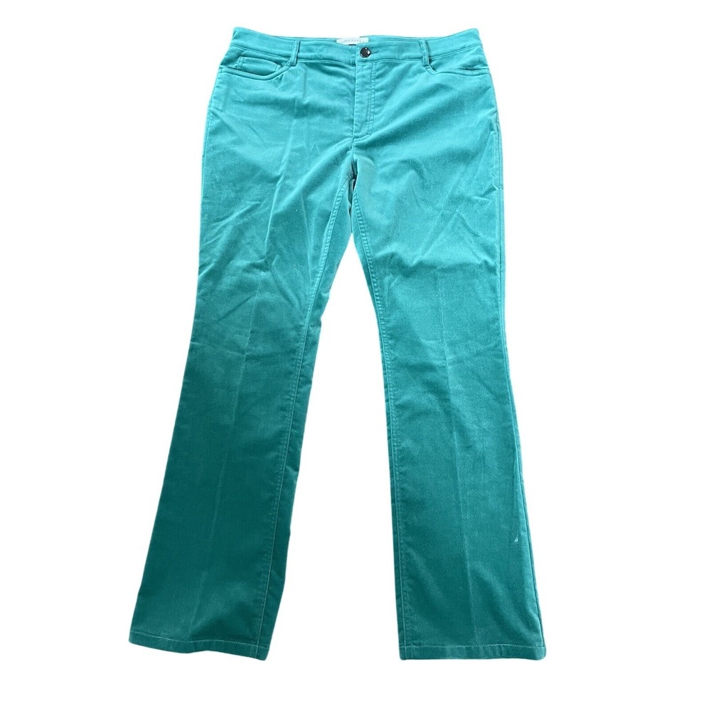 DONCASTER Christmas Green Velvet‎ Bootcut Pants Women's Petite Size 12P